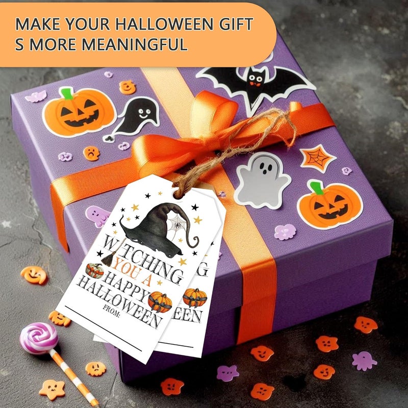 RPLCSPC Halloween Paper Gift Tags with String-50Pcs, Witching You A Happy Halloween Tags for Goodie Bags, 2 x 3.5 Inch Writable Waterproof Hanging Labels for Decoration Party Supplies, Gift Wrapping-B02 - Image 4